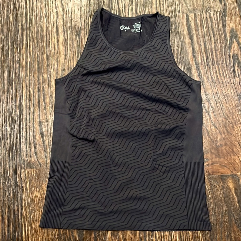Zyia Dark Charcoal Racer Tank with Pattern Size S